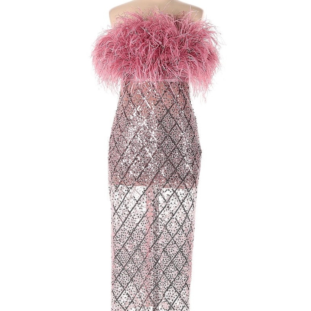 Bronx and Banco Coco x Afiya Pink Feather Sequin Dress